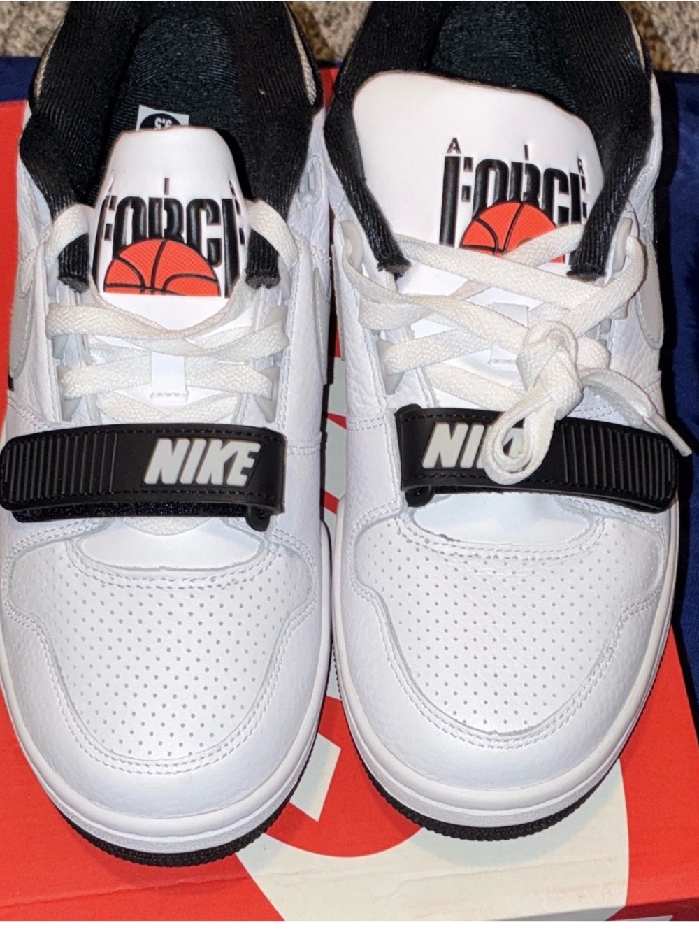 Nike White and Black Kids' Force Basketball Sneakers with Strap